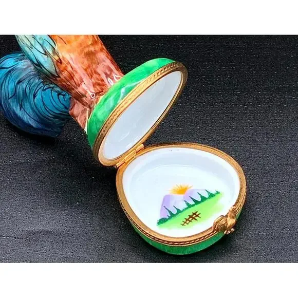 Authentic Large Limoges France Rooster Trinket Box Peint Main Ltd Ed 446/2500 - Picture 4 of 9